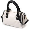 Шкіряна жіноча сумка молочного кольору з двома короткими ручками Vintage 2422352 - 1