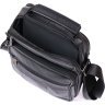 Мужская стильная сумка-барсетка из натуральной кожи флотар черного цвета Vintage (20449) - 4