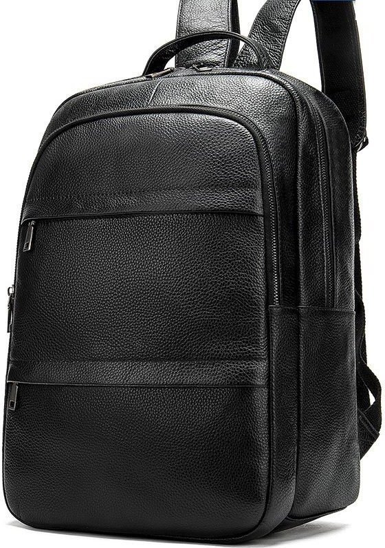 Классический черный рюкзак из натуральной фактурной кожи VINTAGE STYLE (14696) modnotak фото №2