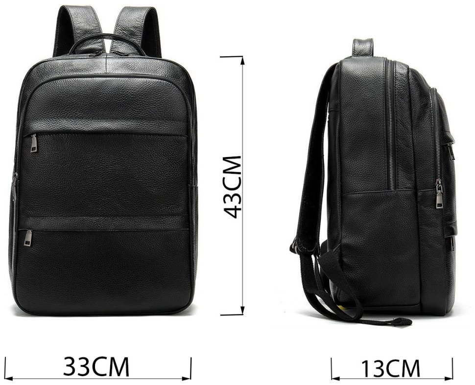 Классический черный рюкзак из натуральной фактурной кожи VINTAGE STYLE (14696) modnotak фото №7