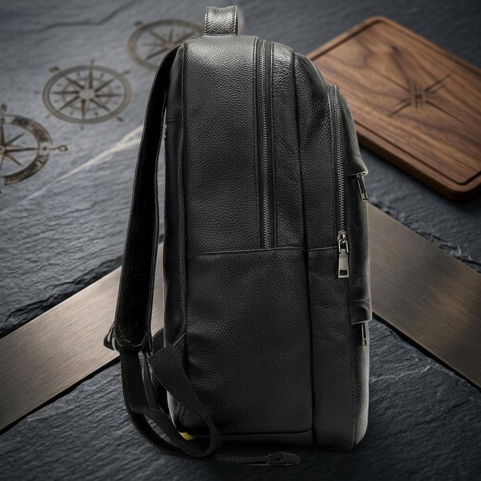 Классический черный рюкзак из натуральной фактурной кожи VINTAGE STYLE (14696) modnotak фото №13