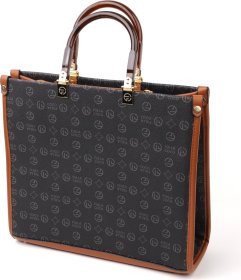 Женская сумка из черной эко-кожи под документы формата А4 - Vintage (18718)