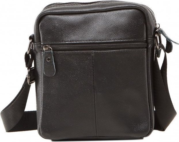 Чоловіча шкіряна сумка маленького розміру в чорному кольорі VINTAGE STYLE (14621)