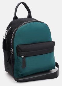 Жіночий текстильний рюкзак-сумка середнього розміру у зелено-чорному кольорі Monsen 71789
