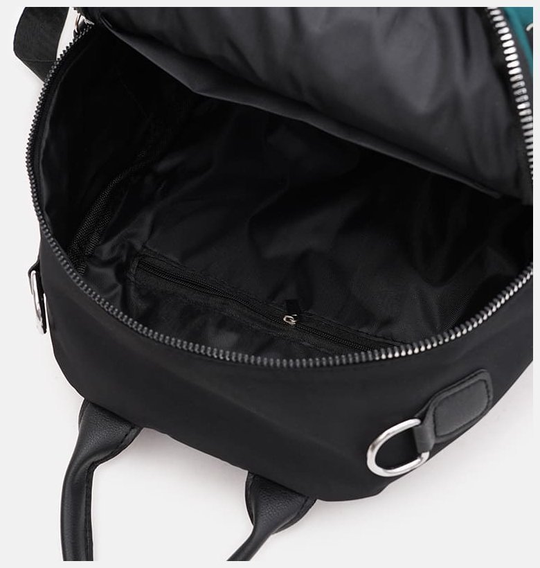 Женский текстильный рюкзак-сумка среднего размера в зелено-черном цвете Monsen 71789 modnotak фото №5