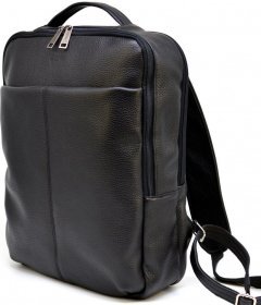Городской кожаный мужской рюкзак черного цвета TARWA (19789)