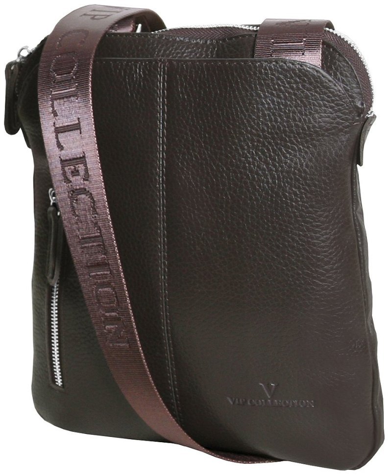 Сумка планшет для чоловіків із фактурної шкіри коричнева Vip Collection 102389 modnotak фото №1
