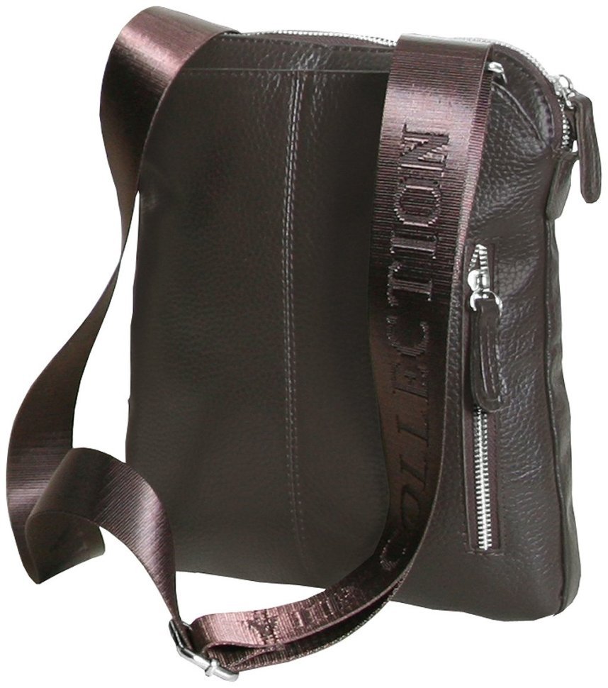 Сумка планшет для чоловіків із фактурної шкіри коричнева Vip Collection 102389 modnotak фото №3