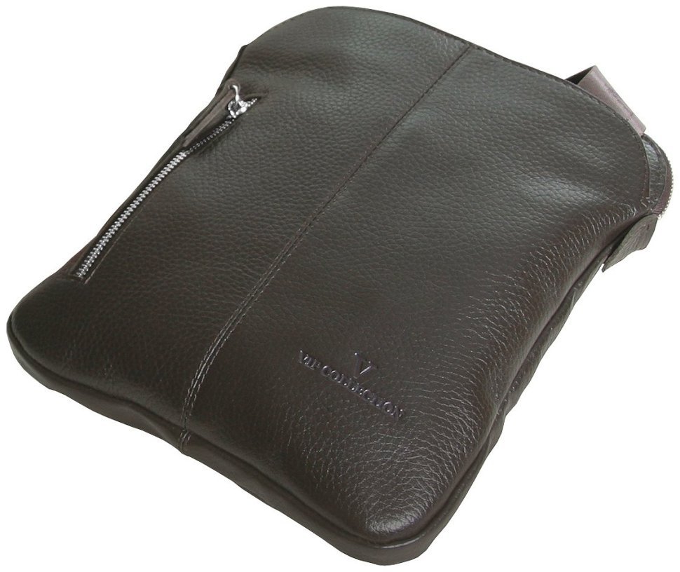 Сумка планшет для чоловіків із фактурної шкіри коричнева Vip Collection 102389 modnotak фото №4