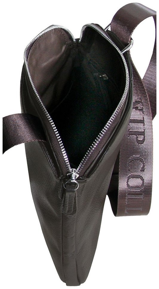 Сумка планшет для чоловіків із фактурної шкіри коричнева Vip Collection 102389 modnotak фото №6