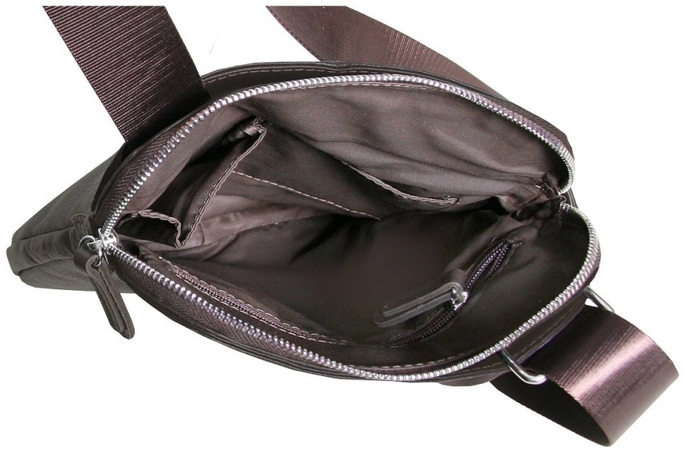 Сумка планшет для чоловіків із фактурної шкіри коричнева Vip Collection 102389 modnotak фото №7