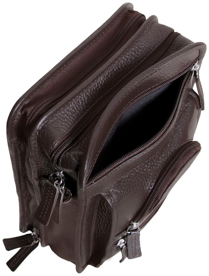 Містка чоловіча сумка планшет із фактурної шкіри коричневого кольору Vip Collection 102489 modnotak фото №8