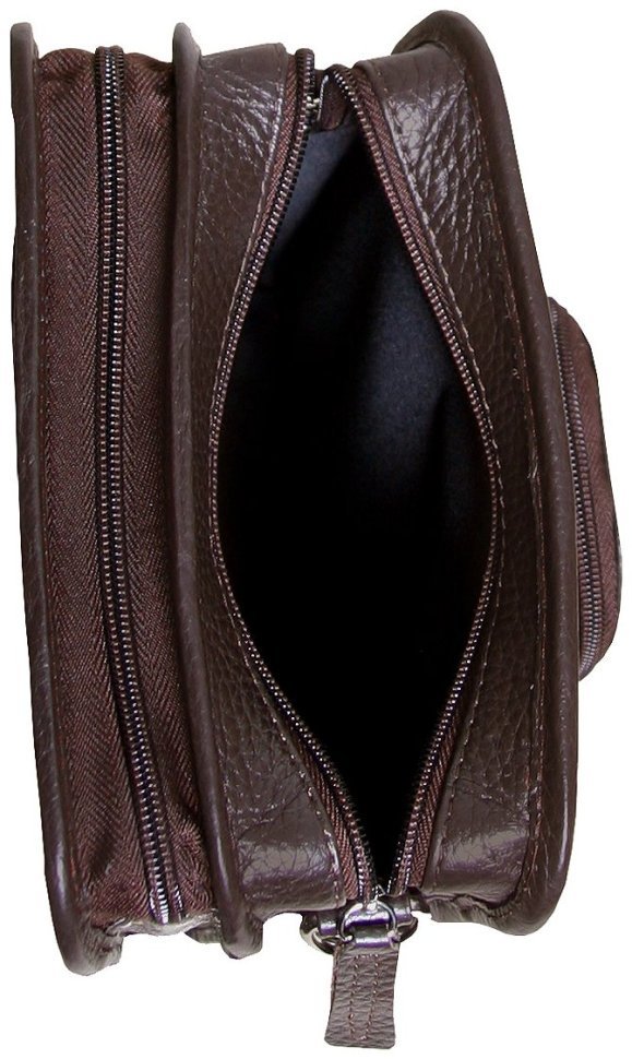 Містка чоловіча сумка планшет із фактурної шкіри коричневого кольору Vip Collection 102489 modnotak фото №10