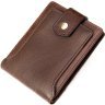 Коричневое мужское портмоне из кожи в два сложения на кнопке Vintage (20241) - 3