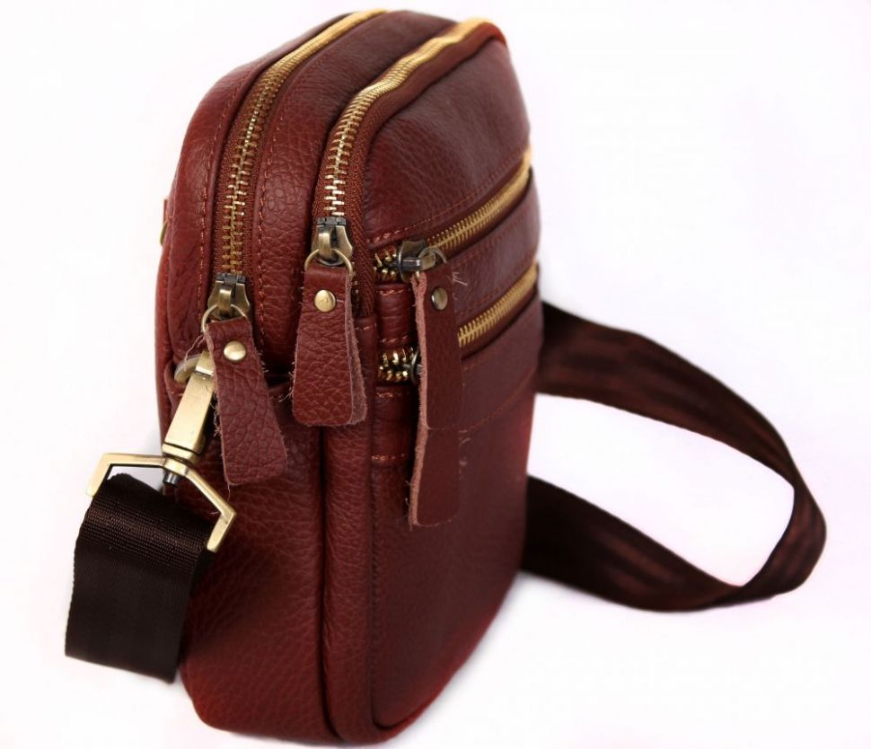 Компактна чоловіча сумочка з натуральної шкіри Bag Collection (0-0047)