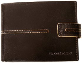 Мужской горизонтальный кошелек London из натуральной кожи Vip Collection 102589 (коричневый)