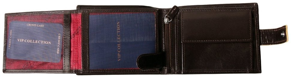 Чоловічий горизонтальний гаманець London із натуральної шкіри Vip Collection 102589 (коричневий) modnotak фото №4