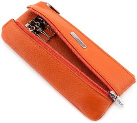 Кожаная ключница яркого цвета на молнии KARYA (052-031)