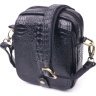 Миниатюрная мужская сумка через плечо из натуральной кожи с фактурой под крокодила Vintage (2421299) - 1