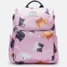 Женский текстильный рюкзак-сумка розового цвета с рисунком Monsen (22164) - 2