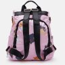 Женский текстильный рюкзак-сумка розового цвета с рисунком Monsen (22164) - 3