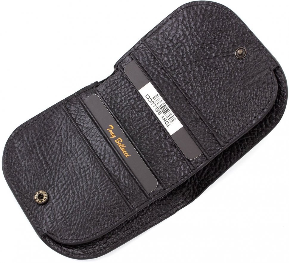 Оригинальное портмоне черного цвета из фактурной кожи Tony Bellucci (10624)