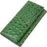 Оригінальний жіночий гаманець зеленого кольору з натуральної шкіри з тисненням під крокодила CANPELLINI (2421825) - 1