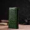 Оригінальний жіночий гаманець зеленого кольору з натуральної шкіри з тисненням під крокодила CANPELLINI (2421825) - 6