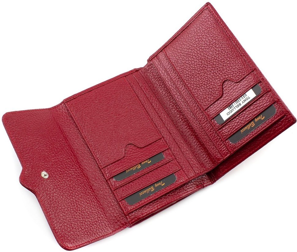 Женский кошелек красного цвета из итальянской кожи Tony Bellucci (10596)