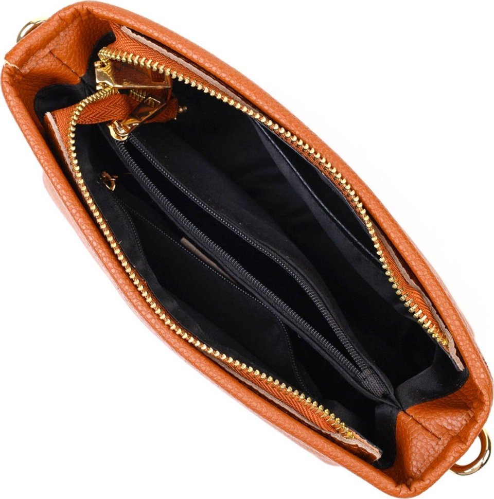 Небольшая рыжая сумка-кроссбоди на плечо из натуральной кожи Vintage (2422139)