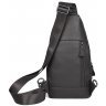 Вертикальная мужская сумка-слинг через плечо из натуральной кожи черного цвета Tiding Bag (15870) - 3