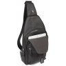 Вертикальная мужская сумка-слинг через плечо из натуральной кожи черного цвета Tiding Bag (15870) - 6