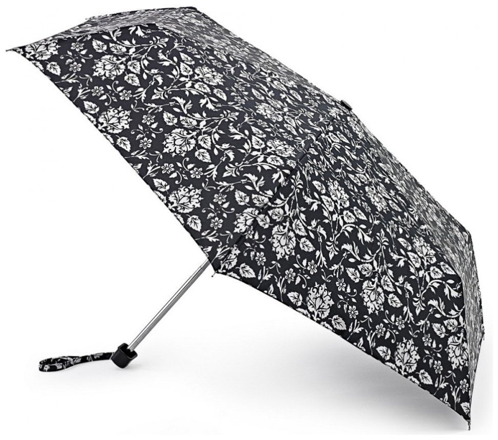 Зонт женский Fulton Miniflat-2 L340 Wallpaper (Механика, складной, черного цвета с цветочным принтом) 93789 modnotak фото №1