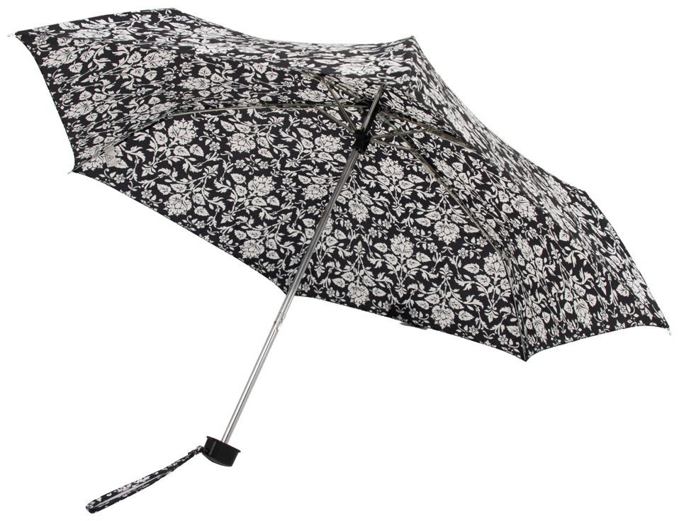 Зонт женский Fulton Miniflat-2 L340 Wallpaper (Механика, складной, черного цвета с цветочным принтом) 93789 modnotak фото №5