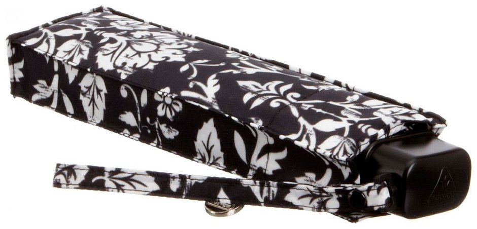 Зонт женский Fulton Miniflat-2 L340 Wallpaper (Механика, складной, черного цвета с цветочным принтом) 93789 modnotak фото №6