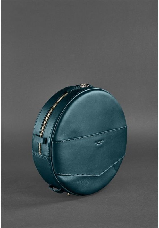 Круглая сумка-рюкзак из натуральной зеленой кожи BlankNote Maxi (12737)