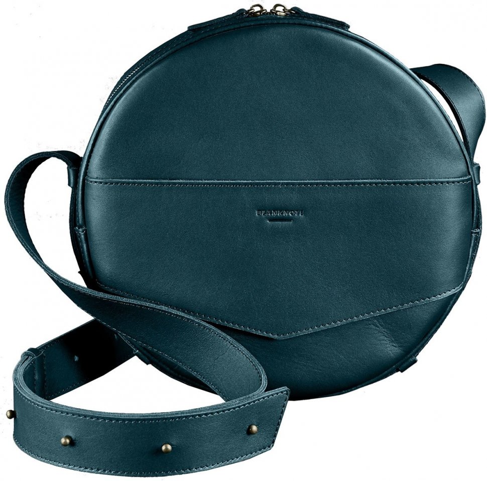 Кругла сумка-рюкзак з натуральної зеленої шкіри BlankNote Maxi (12737)