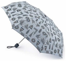 Женский зонт Fulton Stowaway-24 G701 London Landmarks (механика, складной, серого цвета с принтом архитектуры Лондона) 93889