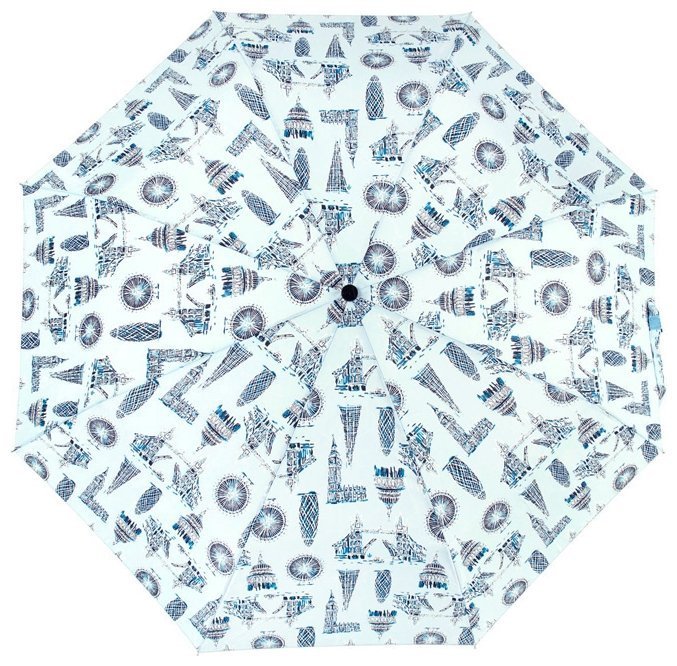 Женский зонт Fulton Stowaway-24 G701 London Landmarks (механика, складной, серого цвета с принтом архитектуры Лондона) 93889 modnotak фото №2
