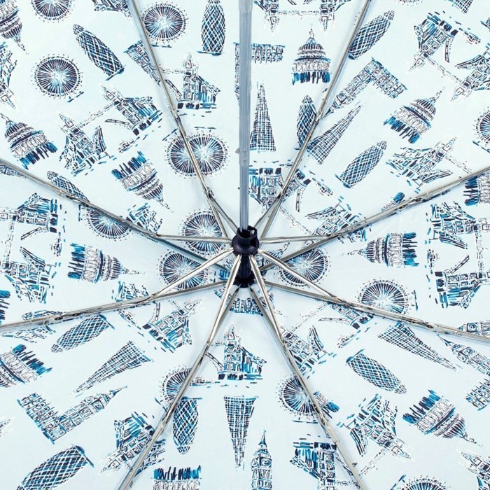 Женский зонт Fulton Stowaway-24 G701 London Landmarks (механика, складной, серого цвета с принтом архитектуры Лондона) 93889 modnotak фото №5