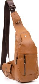 Руда чоловіча сумка-рюкзак з натуральної шкіри на блискавці Vintage (20404)