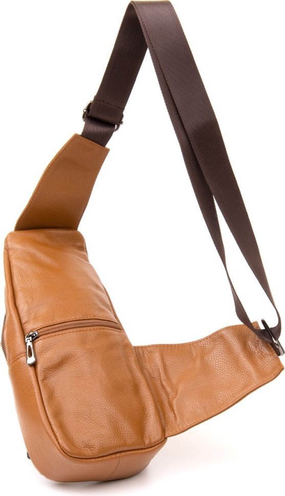 Руда чоловіча сумка-рюкзак з натуральної шкіри на блискавці Vintage (20404)