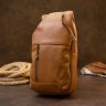 Руда чоловіча сумка-рюкзак з натуральної шкіри на блискавці Vintage (20404) - 5