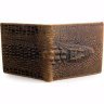 Коричневый мужской кошелек с фактурой под крокодила без застежки Vintage (14380) - 5