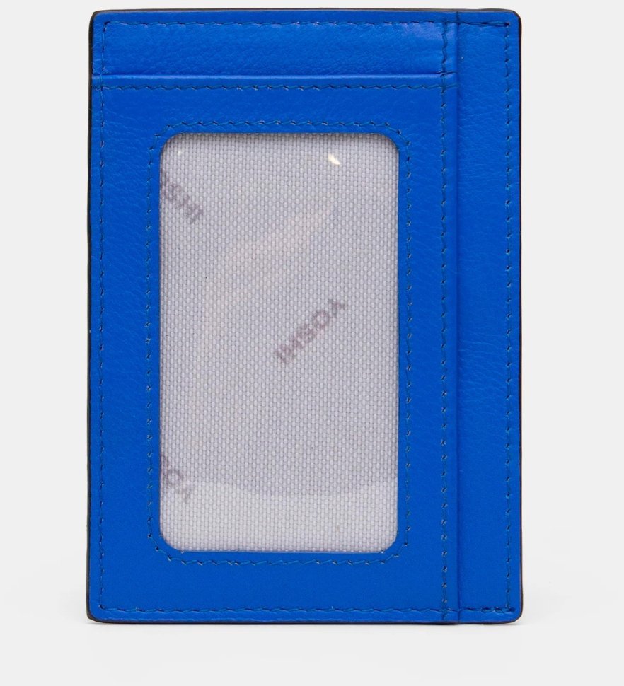 Женский кожаный кардхолдер с RFID защитой и прозрачным окошком для ID документа Yoshi 94389 синего цвета modnotak фото №2