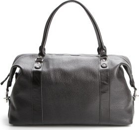 Чорна велика дорожня сумка з натуральної шкіри флотар SHVIGEL (00881)