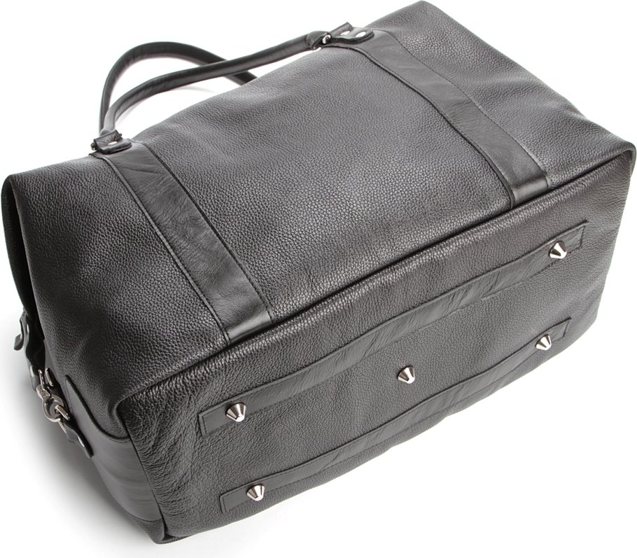 Чорна велика дорожня сумка з натуральної шкіри флотар SHVIGEL (00881)
