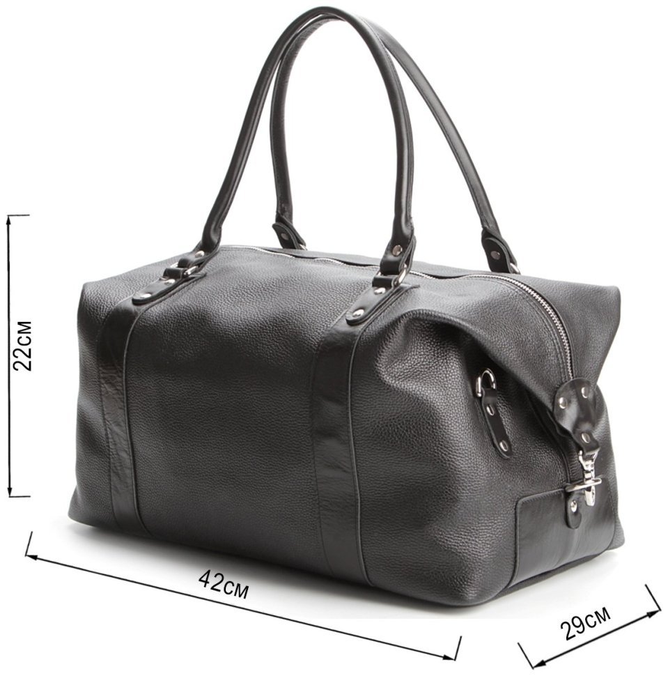 Черная большая дорожная сумка из натуральной кожи флотар SHVIGEL (00881) modnotak фото №8