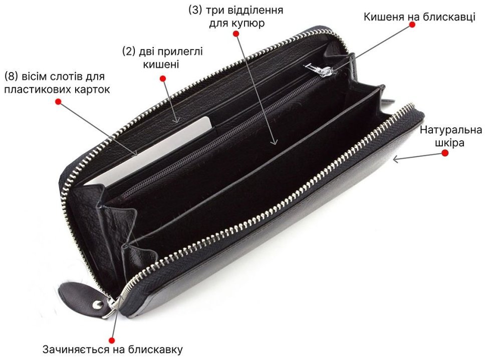 Кошелек на молнии черного цвета ST Leather (17270) modnotak фото №4