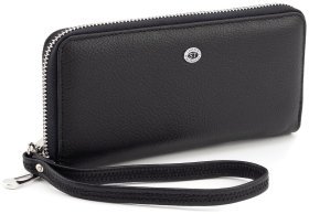Гаманець на блискавці чорного кольору ST Leather (17270)